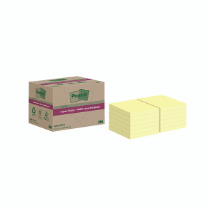 Post-it Super Sticky Recycled 76x76mm Yellow Pack of 12 654 RSS12CY Post-it Super Sticky Recycled 76x76mm Yellow Pack of 12 654 RSS12CY