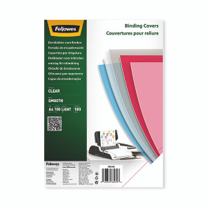 Fellowes Binding Covers A4 180 Micron Clear PET (Pack of 100) 5384601 Fellowes Binding Covers A4 180 Micron Clear PET (Pack of 100) 5384601