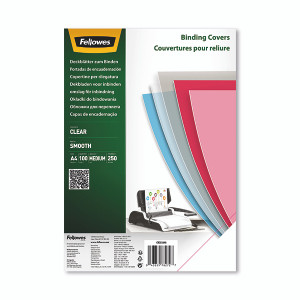 Fellowes Binding Covers A4 250 Micron Clear PET (Pack of 100) 5384801 Fellowes Binding Covers A4 250 Micron Clear PET (Pack of 100) 5384801