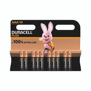 Duracell Plus AAA Battery Alkaline 100% Extra Life (Pack of 10) 5015843 Duracell Plus AAA Battery Alkaline 100% Extra Life (Pack of 10) 5015843