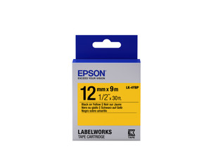Epson C53S654008 LK-4YBP Ribbon Black on Yellow 12mm x 9m Epson C53S654008 LK-4YBP Ribbon Black on Yellow 12mm x 9m