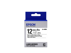 Epson C53S654021 LK-4WBN Ribbon Black on White Extra Adhesive 12mm x 9m Epson C53S654021 LK-4WBN Ribbon Black on White Extra Adhesive 12mm x 9m