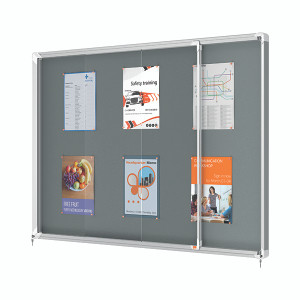 Nobo Premium Plus Lockable Noticeboard 18xA4 Sheets Grey Felt 1915338 Nobo Premium Plus Lockable Noticeboard 18xA4 Sheets Grey Felt 1915338