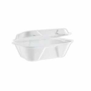 Vegware Bagasse Takeaway Box Clamshell 7x5 inch White (Pack of 500) B001 Vegware Bagasse Takeaway Box Clamshell 7x5 inch White (Pack of 500) B001