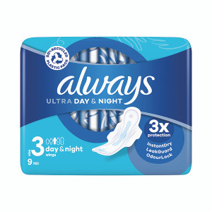 Always Ultra Day And Night Sanitary Pads With Wings Size 3 Packet x9 Pads (Pack of 16) C005794 Always Ultra Day And Night Sanitary Pads With Wings Size 3 Packet x9 Pads (Pack of 16) C005794