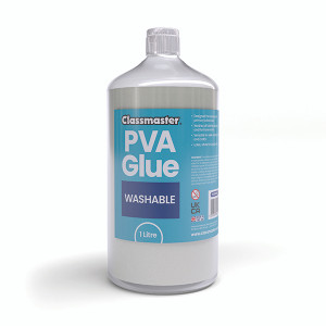 Classmaster White Washable Blue Label PVA Glue 1L Bottle with Screw Cap PVA1000BU Classmaster White Washable Blue Label PVA Glue 1L Bottle with Screw Cap PVA1000BU