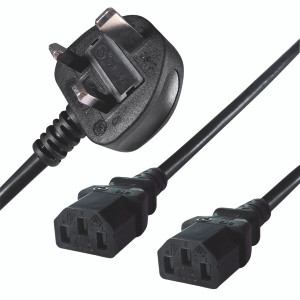 Connekt Gear 2.5m Mains Splitter Cable Plug to 2 C13 Sockets 27-0115B Connekt Gear 2.5m Mains Splitter Cable Plug to 2 C13 Sockets 27-0115B