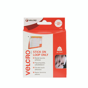 Velcro Stick On Coins Loop Only 19mm White (Pack of 125) VEL-EC60232 Velcro Stick On Coins Loop Only 19mm White (Pack of 125) VEL-EC60232
