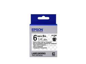 Epson C53S652004 LK-2TBN Ribbon Black on Clear 6mm x 9m Epson C53S652004 LK-2TBN Ribbon Black on Clear 6mm x 9m