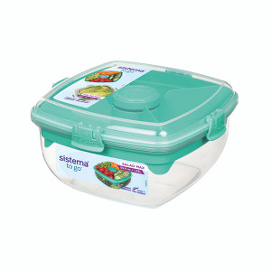 Sistema Salad Max to Go Coloured Clip 1.63L Clear 21357 Sistema Salad Max to Go Coloured Clip 1.63L Clear 21357