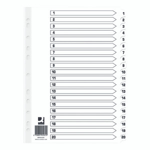 KF01531Q Q Connect Index 1-20 Board Reinforced White Pack 10 KF01531Q KF01531Q Q Connect Index 1-20 Board Reinforced White Pack 10 KF01531Q