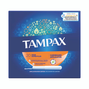 Tampax Blue Super+ Tampons x20 (Pack of 8) 98514 Tampax Blue Super+ Tampons x20 (Pack of 8) 98514