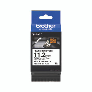 Brother Hse Heat Shrink Tube Tape Cassette 11.2mm x 1.5m Black on White HSE231E Brother Hse Heat Shrink Tube Tape Cassette 11.2mm x 1.5m Black on White HSE231E