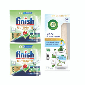Finish Ultimate AIO Dishwasher Tablets x100 buy 2 and get Air Wick Fresh Air Freshener Set Free Finish Ultimate AIO Dishwasher Tablets x100 buy 2 and get Air Wick Fresh Air Freshener Set Free