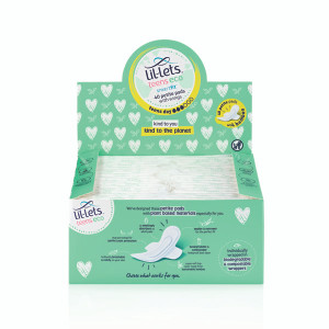 Lil-Lets Teens Eco Sanitary Pads Wrapped with Wings (Pack of 40) 94TECODY40 Lil-Lets Teens Eco Sanitary Pads Wrapped with Wings (Pack of 40) 94TECODY40