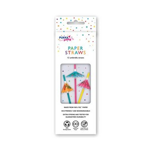Pukka Party Umbrella Drinking Straws Assorted (Pack of 12) PTY579 Pukka Party Umbrella Drinking Straws Assorted (Pack of 12) PTY579