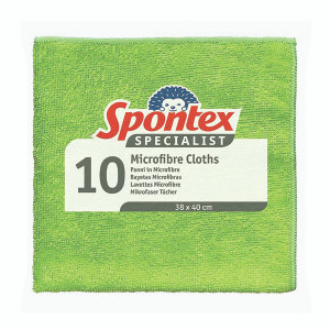 Spontex Specialist Microfibre Cloths Green (Pack of 10) 19700240 Spontex Specialist Microfibre Cloths Green (Pack of 10) 19700240