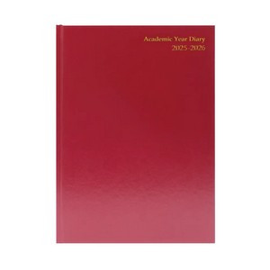 5 Star Academic Diary Week To View A4 Burgundy 2025-2026 KF3A4ABG25