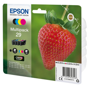 Epson C13T29864022/29 Ink Cartridge Multipack Bk,C,M,Y Blister Radio Frequency 5,3ml + 3x3,2ml Pack of 4