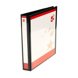 5 Star 2D-Ring Presentation Ring Binder A4 Polypropylene 25mm Black (Pack of 10) 940678
