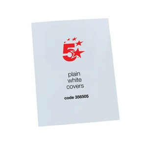 5 Star Binding Covers Plain A4 Gloss 250gsm White (Pack of 100) 356505