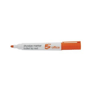 5 Star Drywipe Marker Bullet Tip Xylene/Toluene-free 3mm Line Red (Pack of 12) 296131