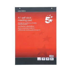 5 Star Flipchart Pad Self-adhesive 30 Sheets A1 (Pack of 2) 930512