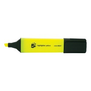5 Star Highlighter Chisel Tip 1-5mm Line Yellow (Pack of 12) 296247