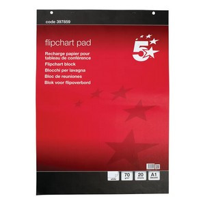 5 Star Meeting Flipchart Pad Perforated 20 Sheets A1 (Pack of 5) 397859