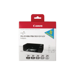 PGI-29MULTIA Canon 4868B018 PGI-29 MBK PBK DGY GY LGY CO Multipack 6 Ink Cartridges PGI-29MULTIA Canon 4868B018 PGI-29 MBK PBK DGY GY LGY CO Multipack 6 Ink Cartridges