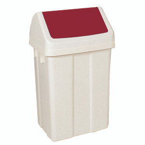 SBY13822 Plastic Swing Top Bin 50 Litre White With Red Lid 330352 SBY13822 Plastic Swing Top Bin 50 Litre White With Red Lid 330352