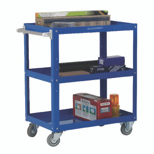 SBY13623 Works 3-Tier Trolley Blue L670 x W400 x H900mm 150kg Capacity 329944 SBY13623 Works 3-Tier Trolley Blue L670 x W400 x H900mm 150kg Capacity 329944