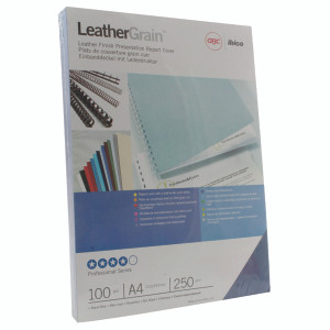 GB21836 GBC LeatherGrain A4 Royal Binding Covers Blue Pack 100 CE040029 GB21836 GBC LeatherGrain A4 Royal Binding Covers Blue Pack 100 CE040029
