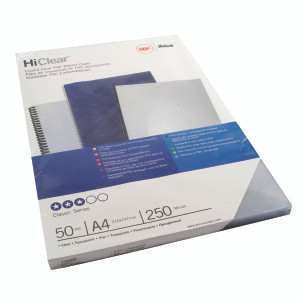 GB21728 GBC HiClear A4 Binding Cover 250 Micron Clear Pack 50 41605E GB21728 GBC HiClear A4 Binding Cover 250 Micron Clear Pack 50 41605E