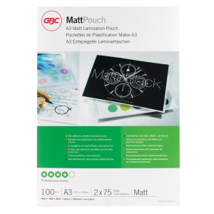 GB22003 GBC A3 Laminating Pouch 150 Micron Matte Pack 100 41660E GB22003 GBC A3 Laminating Pouch 150 Micron Matte Pack 100 41660E