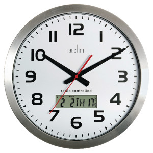 ANG74447 Acctim Meridian Radio Controlled Wall Clock Aluminium 74447 ANG74447 Acctim Meridian Radio Controlled Wall Clock Aluminium 74447