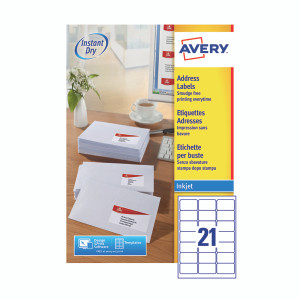 AVJ8160 Avery Inkj Label 63 5x38 1mm 21 Per Sheet Wht Pack 2100 J8160-100 AVJ8160 Avery Inkj Label 63 5x38 1mm 21 Per Sheet Wht Pack 2100 J8160-100