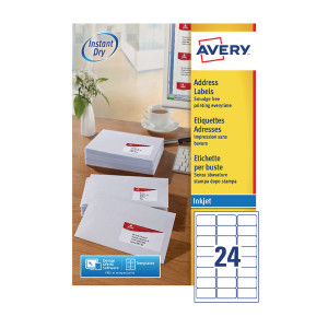 AV98894 Avery Inkj Label 63 5x33 9mm 24 Per Sheet Wht Pack 2400 J8159-100