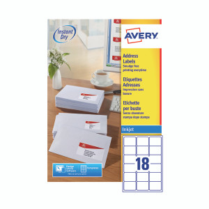 AV98972 Avery Inkj Label 63 5x46 6mm 18 Per Sheet Wht Pack 1800 J8161-100 AV98972 Avery Inkj Label 63 5x46 6mm 18 Per Sheet Wht Pack 1800 J8161-100