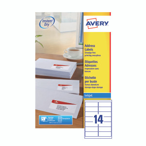 AV10617 Avery Inkjet Address Labels 14 Per Sheet White Pack 350 J8163-25 AV10617 Avery Inkjet Address Labels 14 Per Sheet White Pack 350 J8163-25