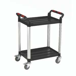 MJ32107 Barton Black Silver 2 Shelf Standard Plastic Trolley White WHTT2SS MJ32107 Barton Black Silver 2 Shelf Standard Plastic Trolley White WHTT2SS