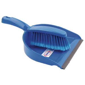 CX03974 Dustpan Brush Set Blue Rubber lipped edge soft bristled handle 102940BU CX03974 Dustpan Brush Set Blue Rubber lipped edge soft bristled handle 102940BU