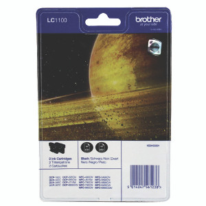 LC1100BKBP2 Brother LC-1100 BK Black Ink Cartridge Twin Pack LC1100BKBP2 Brother LC-1100 BK Black Ink Cartridge Twin Pack