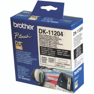 BA62816 Brother Black on White Paper Multi Purpose Labels Pack 400 DK11204 BA62816 Brother Black on White Paper Multi Purpose Labels Pack 400 DK11204