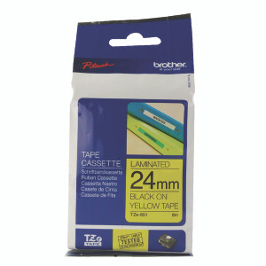 BA8122 Brother P-Touch 24mm Black on Yellow TZE651 Labelling Tape BA8122 Brother P-Touch 24mm Black on Yellow TZE651 Labelling Tape