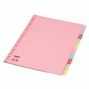 JT77199 Concord Reinforced Divider 10-Part A4 160gsm Pastel Colours 77199 JT77199 Concord Reinforced Divider 10-Part A4 160gsm Pastel Colours 77199