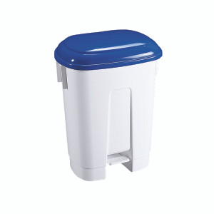 SBY14760 Derby Plastic Pedal Bin 60 Litre White Blue 348013 SBY14760 Derby Plastic Pedal Bin 60 Litre White Blue 348013