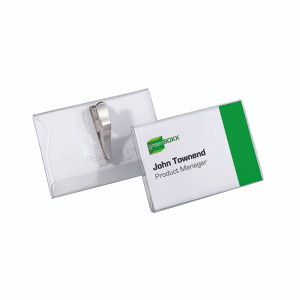 DB8111 Durable Crocodile Clip Name Badge 55x90mm Pack 25 8111