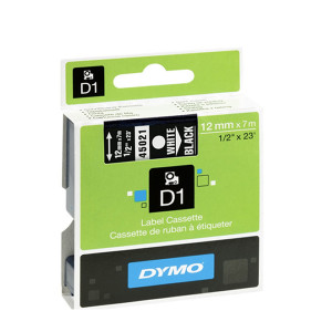 ES45021 Dymo 45021 D1 LabelMaker Tape 12mm x 7m White on Black S0720610 ES45021 Dymo 45021 D1 LabelMaker Tape 12mm x 7m White on Black S0720610