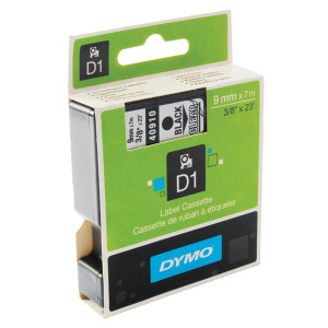 ES40910 Dymo 40910 LabelMaker D1 Tape 9mm x 7m Black on Clear S0720670 ES40910 Dymo 40910 LabelMaker D1 Tape 9mm x 7m Black on Clear S0720670